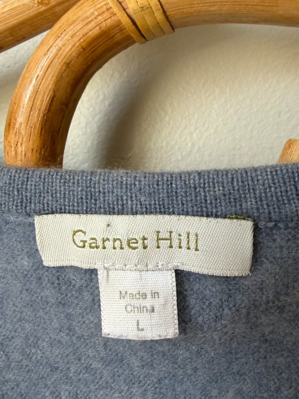 Garnet Hill Blue Cashmere Sweater Women's Large - Picture 2 of 5